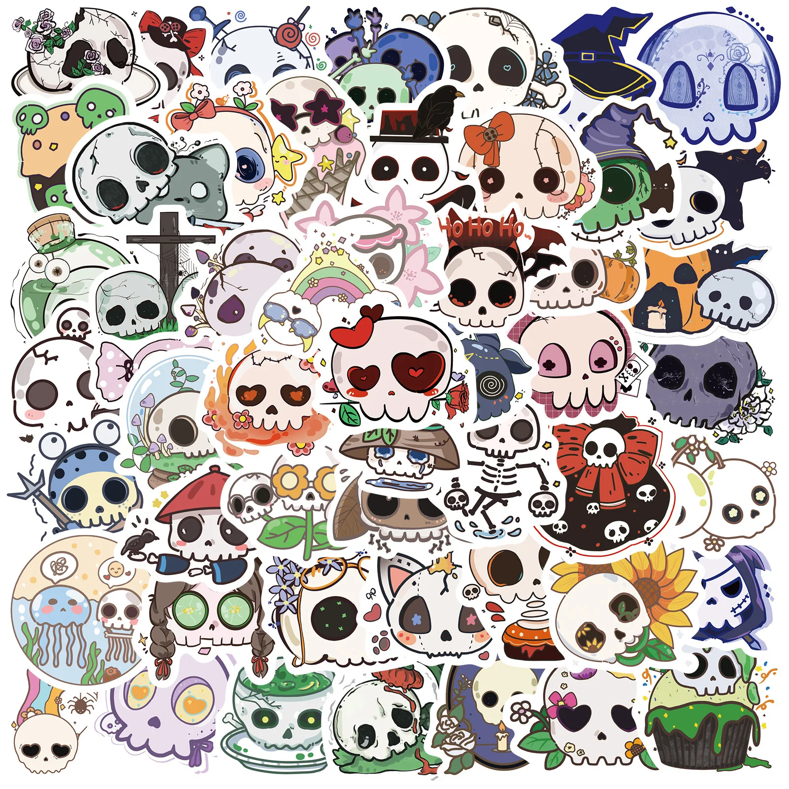 60 stücke Halloween Groovy Schädel Cartoon Graffiti Aufkleber Telefon Gitarre Laptop Notebook Koffer Tasse Wasserdichte Aufkleber Kinder Spielzeug