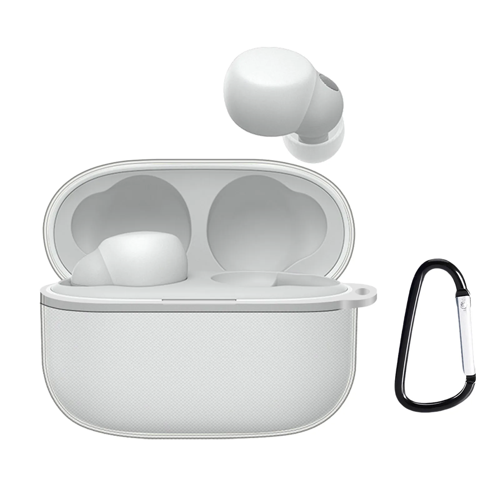 TPU Case For Sony Earbuds LinkBud S WF-LS900N Earbuds Transparent Protective Cover Shockproof Dustproof Protector With Carabiner