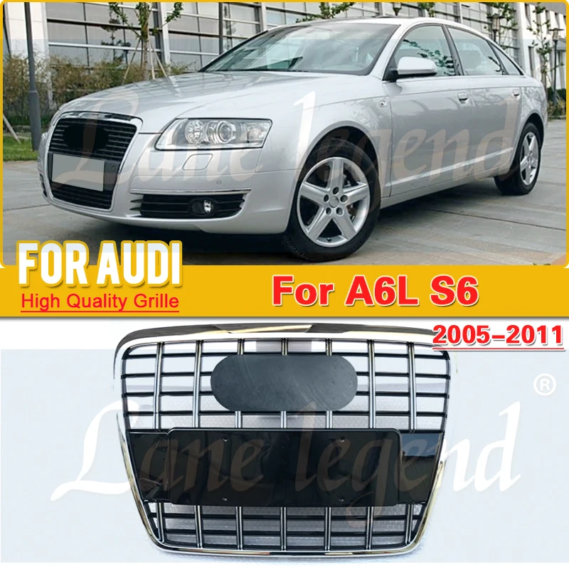 Car Front Grille For S6 Style Front Bumper Grille Mesh Hood Grille Black for A6 C6 S6 4F SFG 2005-2011 car-styling tools