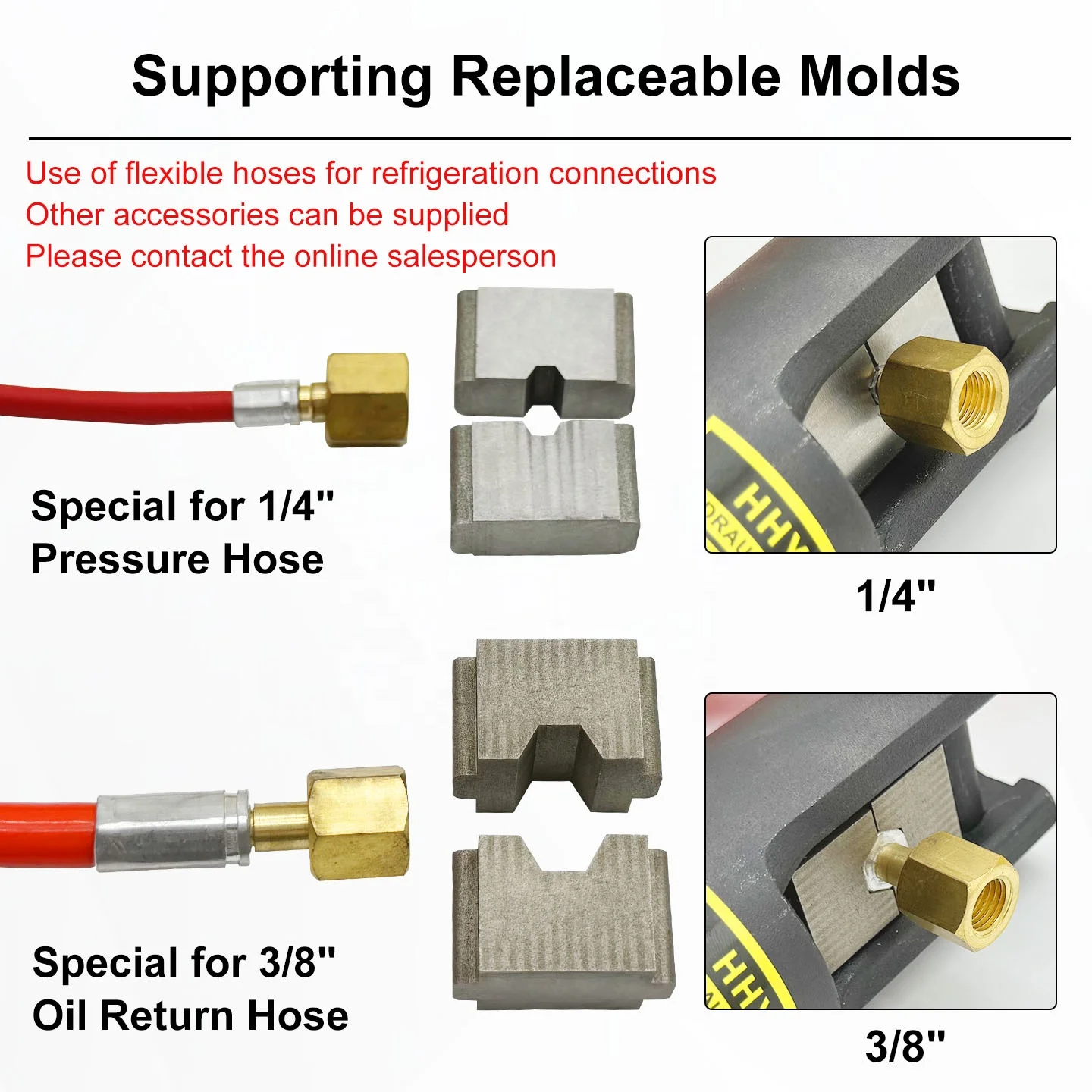 1/4 "3/8" أداة تجعيد هيدروليكية يدوية للتبريد كماشة هيدروليكية لخراطيم التبريد المرنة