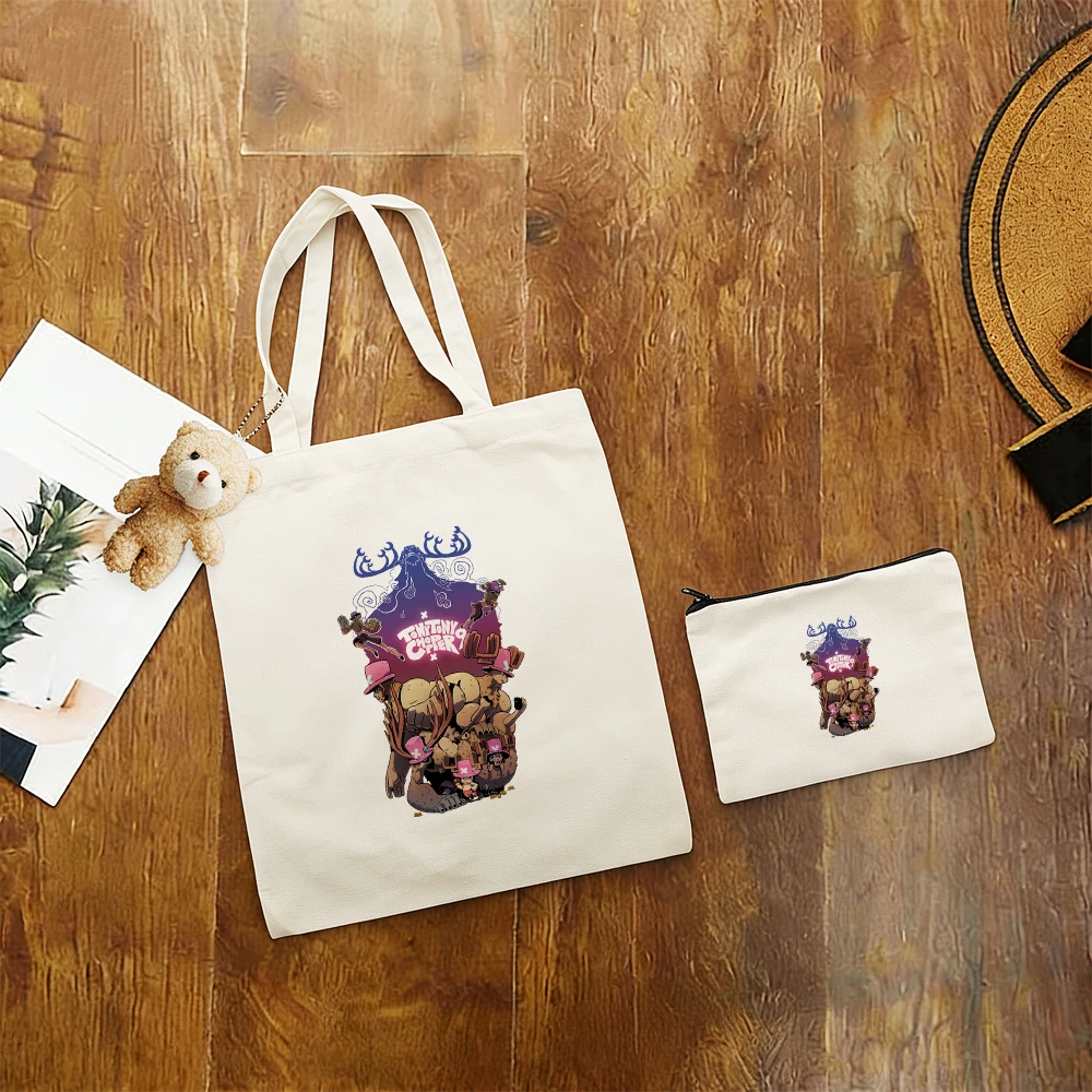 Canvas Bag Creative Artistic Characters Design Large Capacity Tote Kawaii 3pcs/set Wallet Fans Casual Student Shopping Handbag