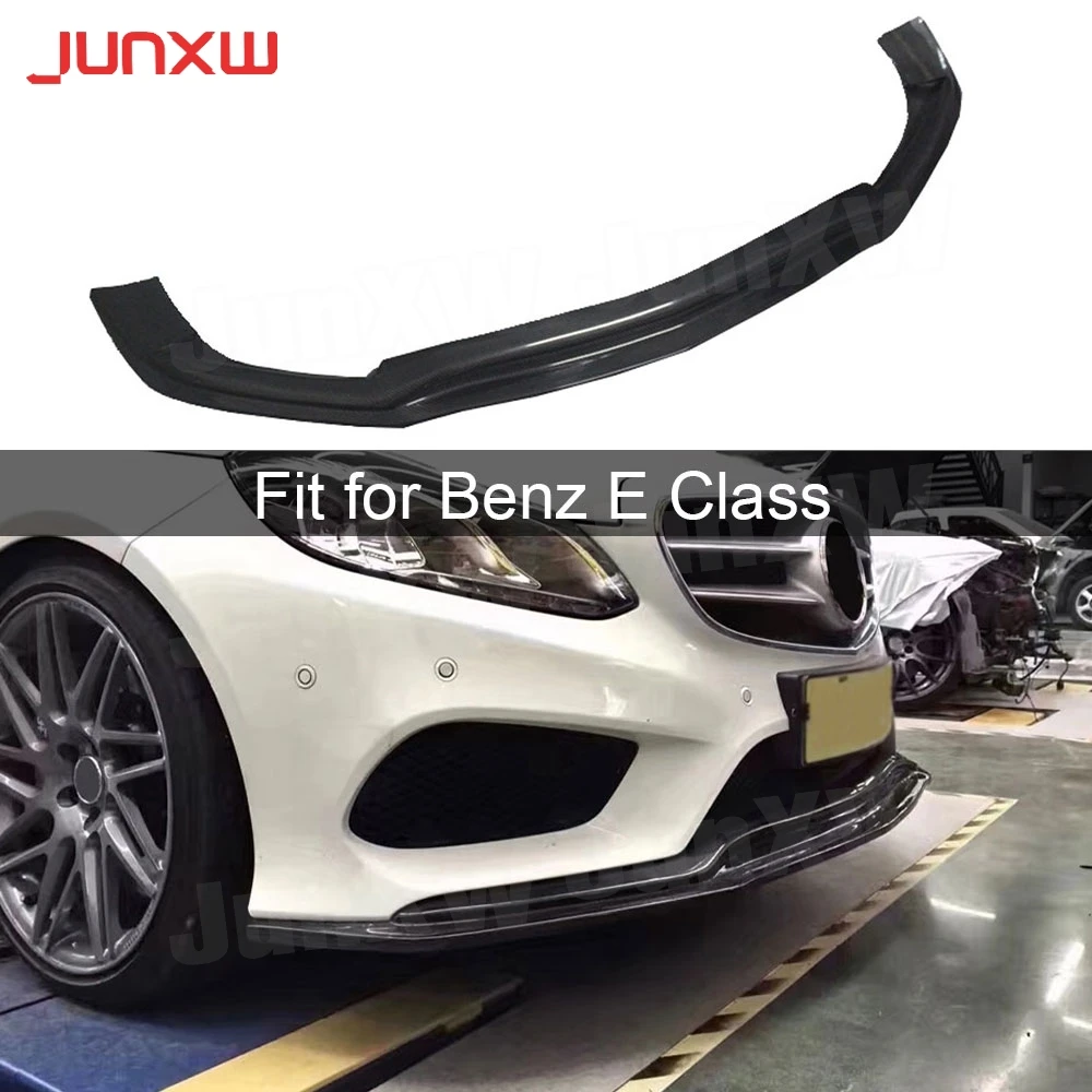 For W212 Carbon Fiber Front Lip Spoiler for Mercedes Benz E Class E260 E300 E400 Sport Sedan 4 Door 2014 2015 FRP Bumper Guard