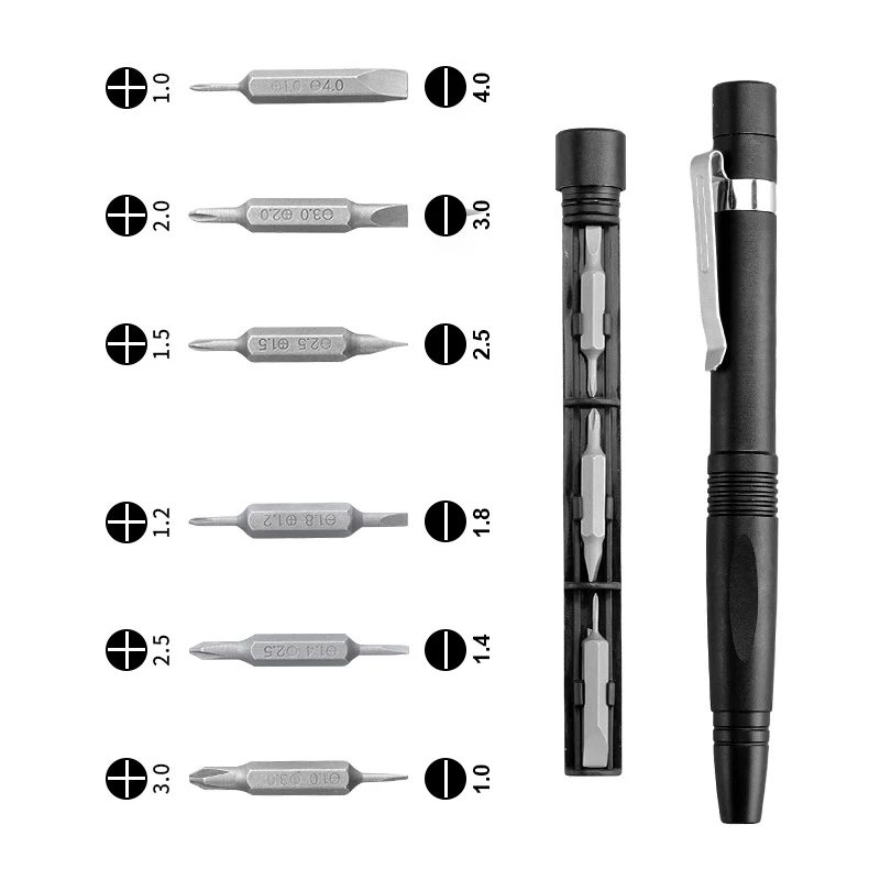 13-in-1 Präzisions-Schraubendreher-Stift-Set, tragbar, versteckte Aufbewahrung, Multifunktions-Reparaturwerkzeug für Telefon, Computer, Brillen, Möbel