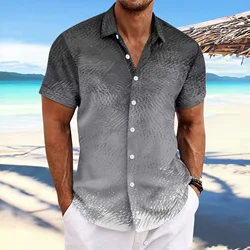 2024 Summer Beach Style Men's Casual Print Fashion Unique Messy Fancy Short Sleeve Party Lapel Loose Soft Fabric Top Shirt