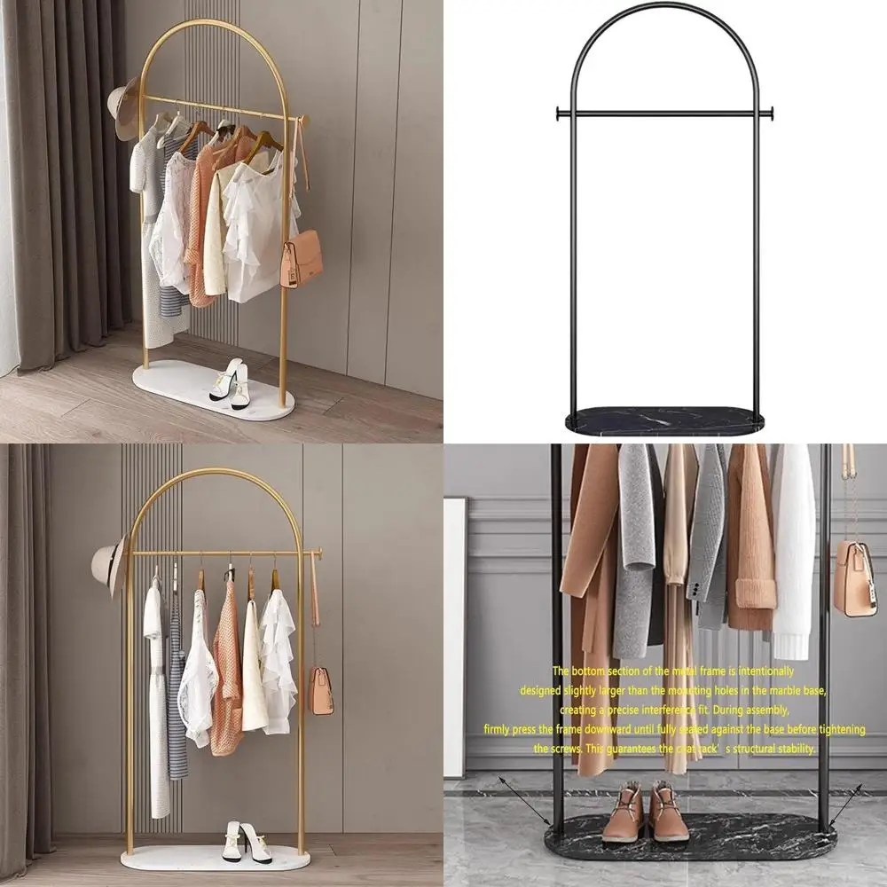 

Sturdy Hanging Clothes Rack with Marble Base for Bedroom, Living Room, or Office