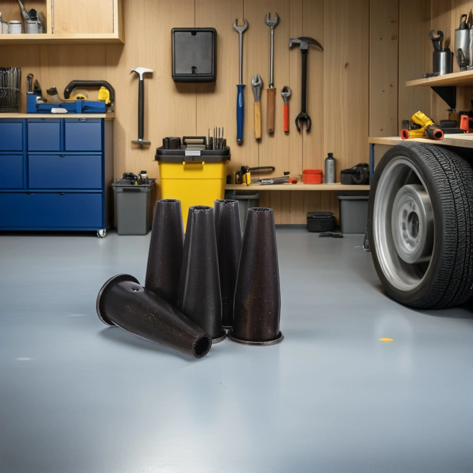 

5 шт. стальных конических наконечников для рукояток инструментов 1.6'' x 4'' для замены деревянных ручек садовых кос, ремонта грабель, сельскохозяйственных инструментов