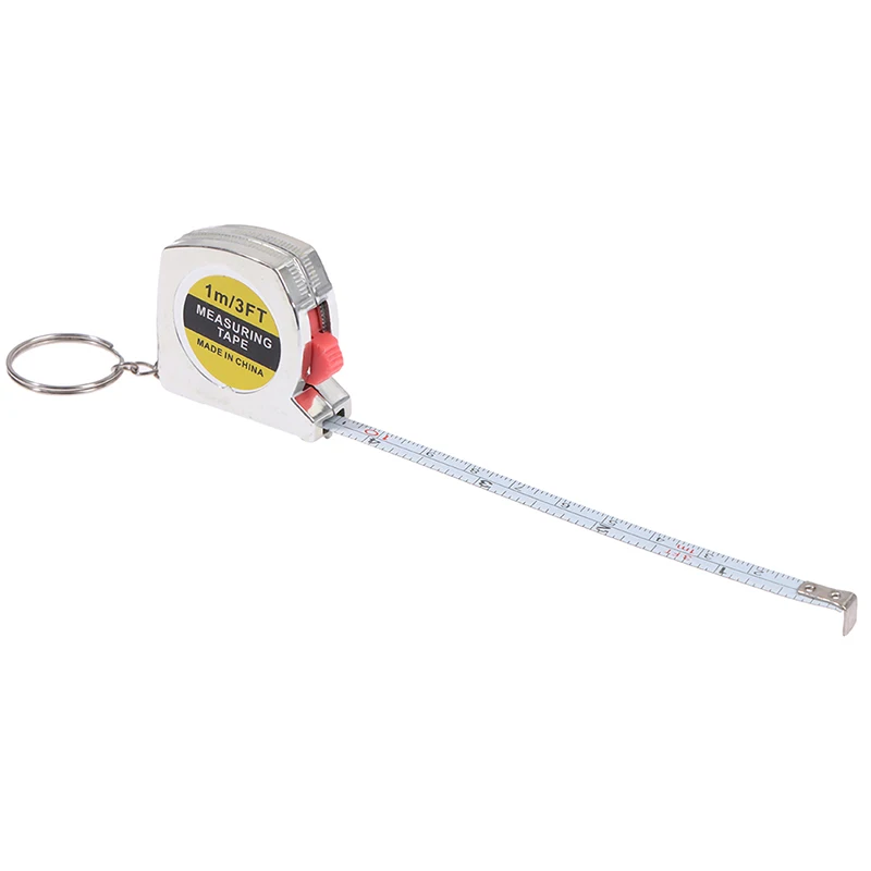 1M/3ft Retractable Stainless Steel Pocket Measuring Ruler Tape Measure Keychain