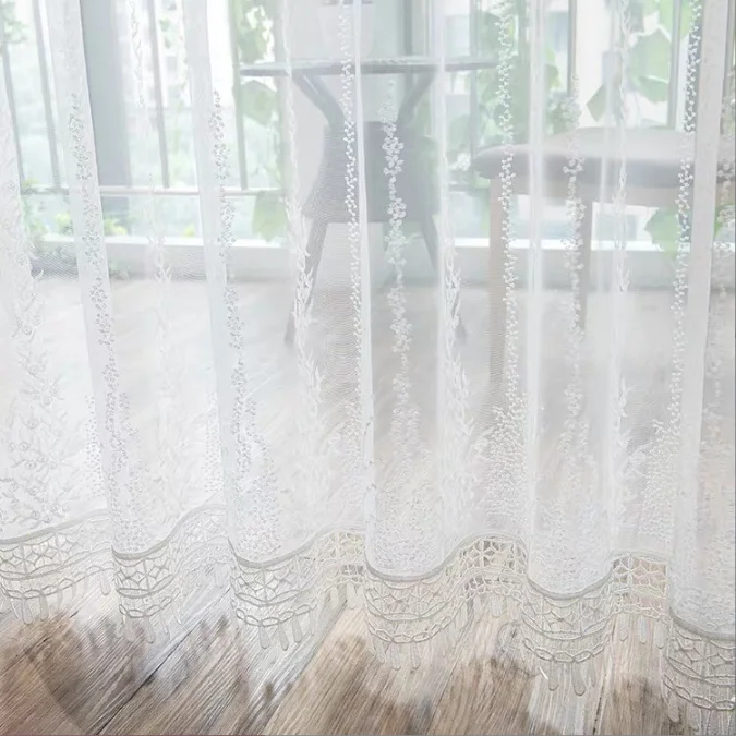 Nordic Water-soluble Embroidery White Yarn Plant Embroidery Yarn Living Room Bedroom Dining Room Curtains