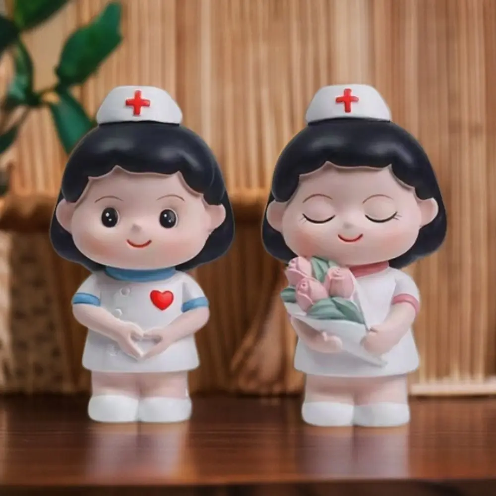Simple Cartoon Doctor Nurse Figurine Handmade Cute Doctor Model DlY Landscaping Nurse Baking Cake Ornaments Home Decor