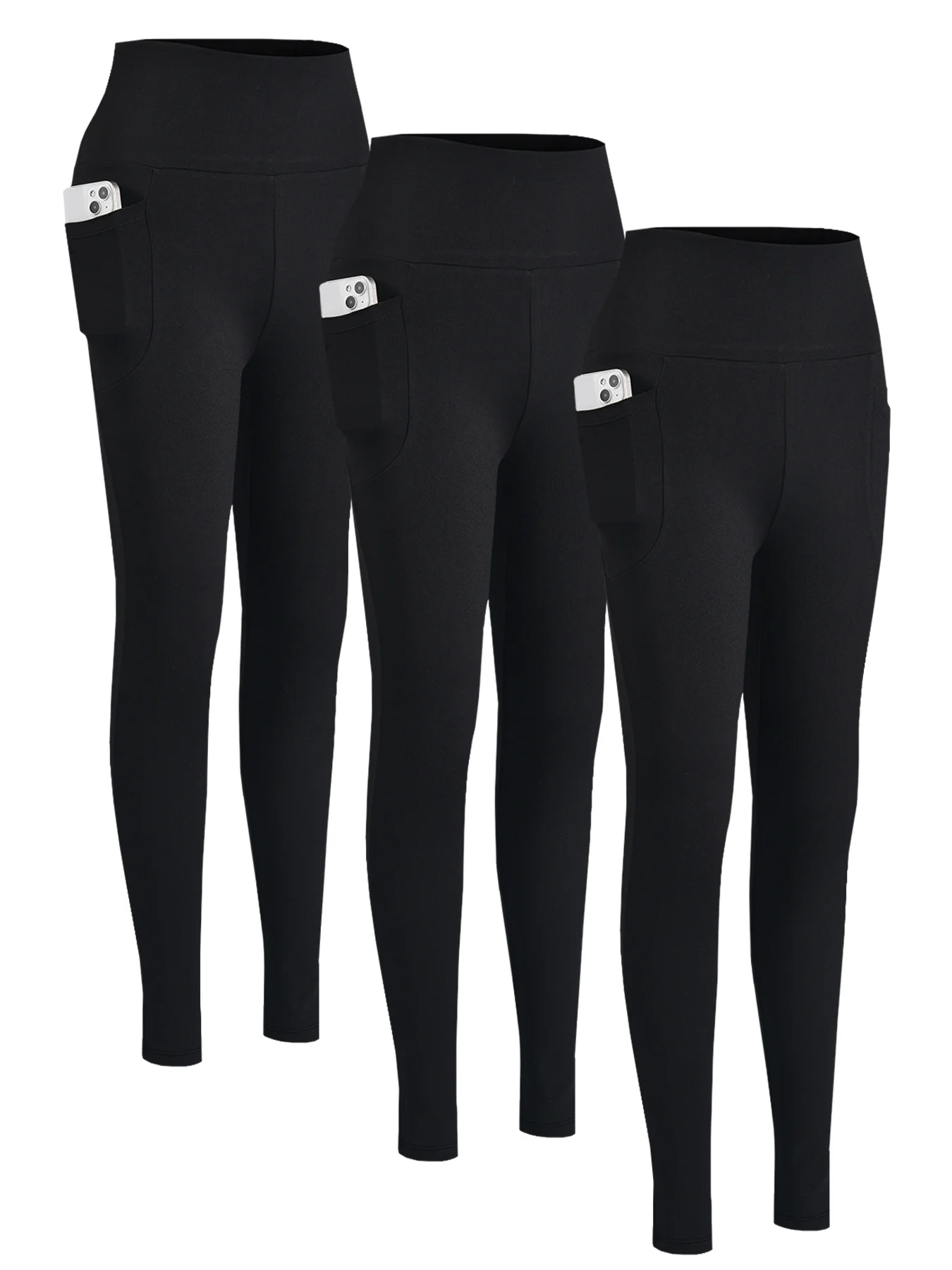 

3 Pack Super Soft Leggings with Pockets for Women, High Waisted Tummy Control Workout Yoga Running Pants Leggings