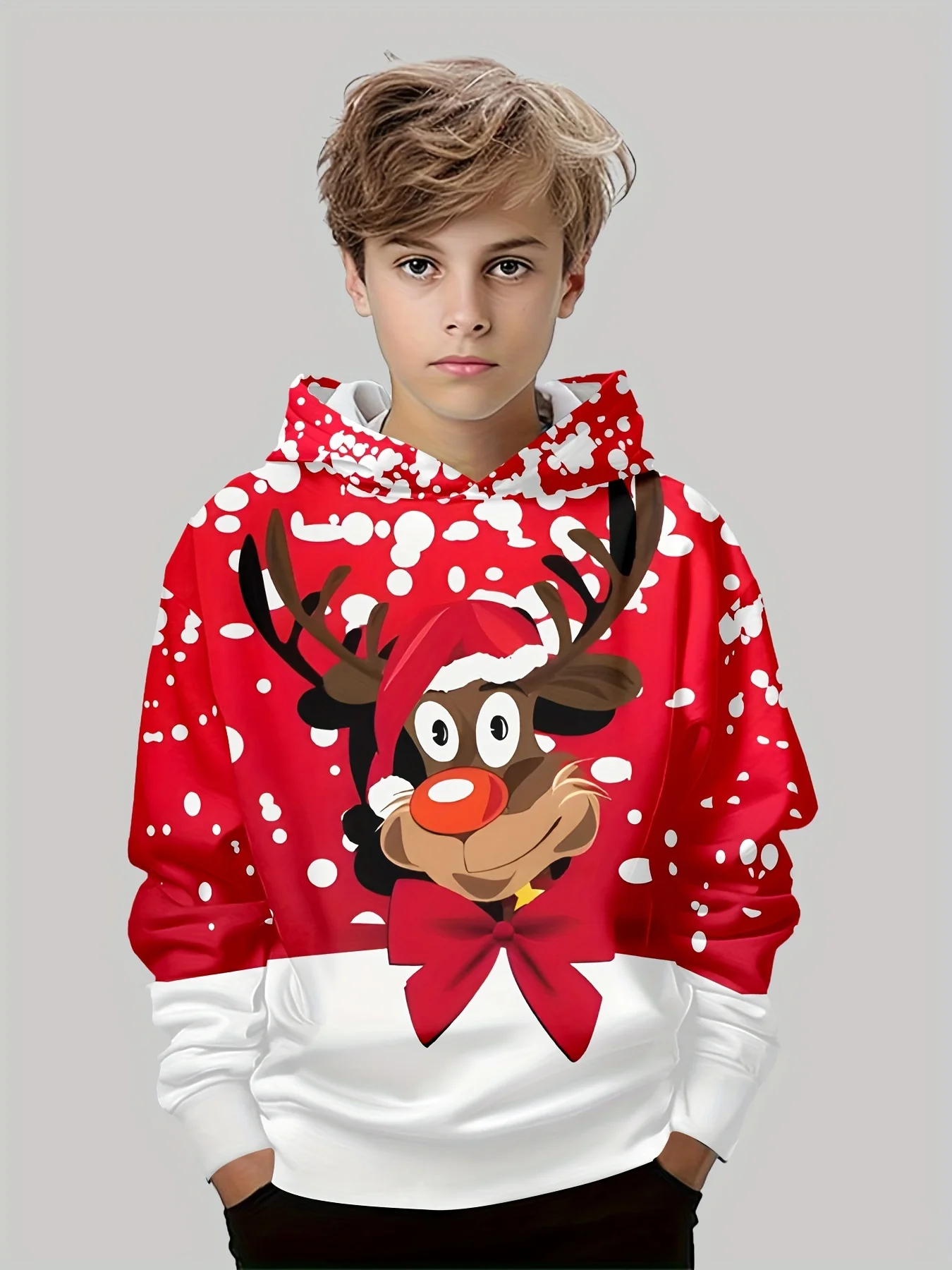 Boys' 3D Christmas Graphic Hoodie Long Sleeve Tops Casual Polyester Hoody Fall Spring Outerwear Sweatshirt Children's Clothing