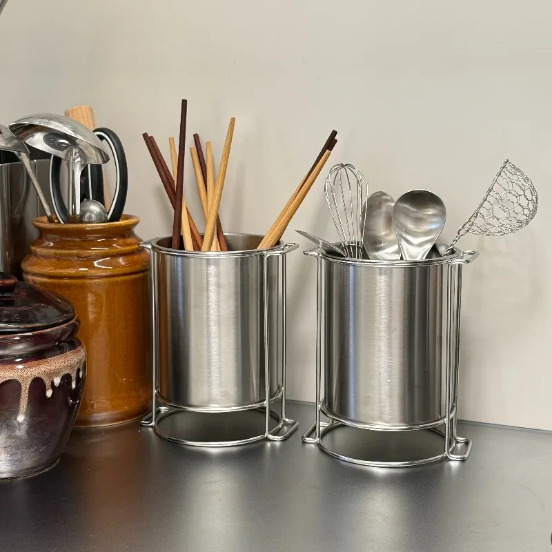 

Stainless Steel Chopstick Holder with Drain Holes Kitchen Utensil Drainer Storage Tube Knife/Fork Organizer Cutlery Drying Rack
