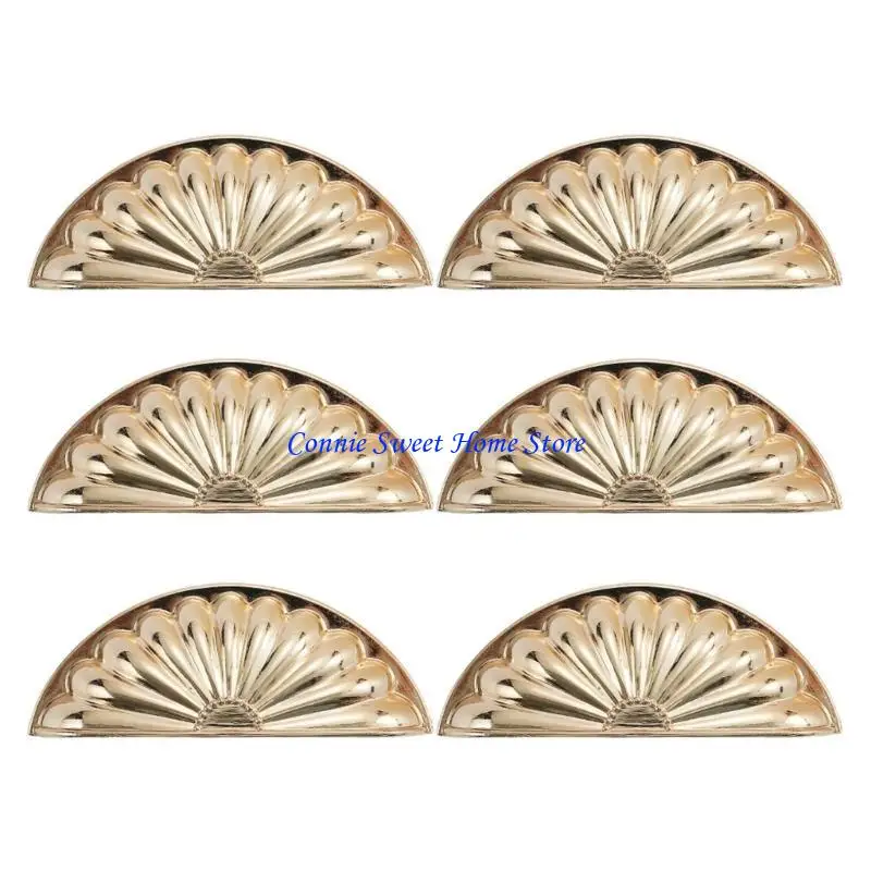

LXAF 6Pcs Shell Drawer Door Pulls Zinc Alloy Handles Home Furniture Hardware