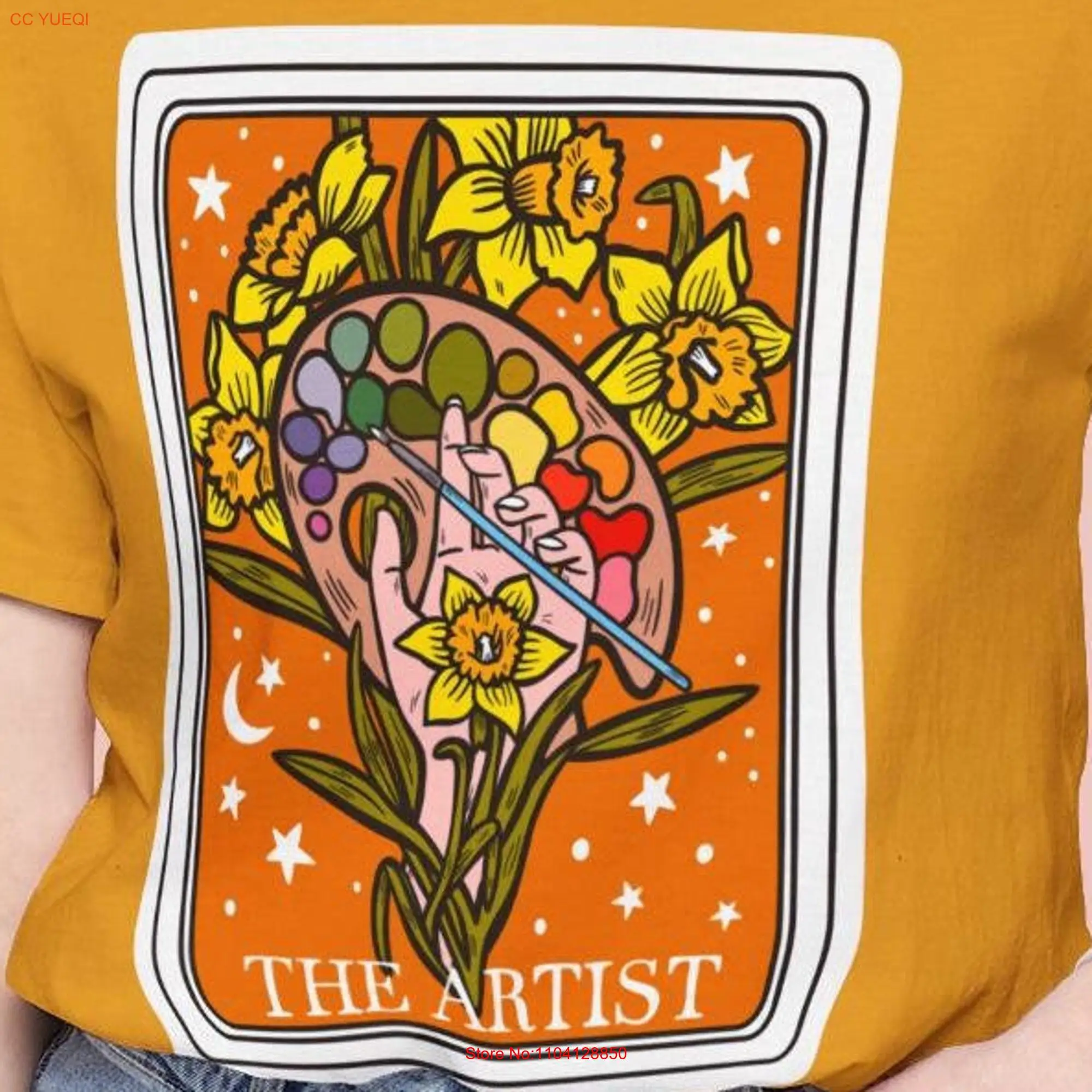 ArT T Shirt Artist Her Tarot Card Painter Paint Floral Hobby Women Creative Themed Painting Top long or short sleeves