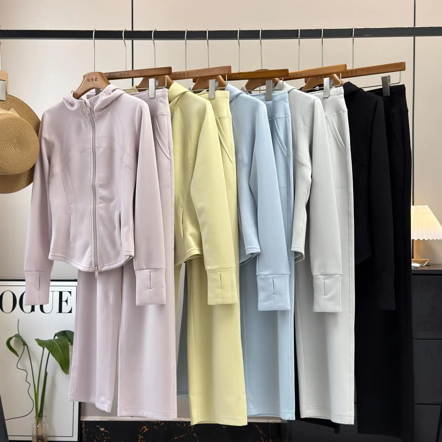 

Spring Summer Thin Fitness Sports Jacket Yoga Set Women's High Waist Straight Leg Casual Pants Slimming Waist Design