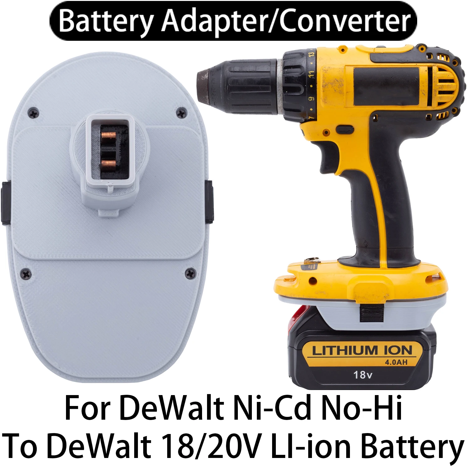 Преобразователь адаптера батареи для серии DeWalt Ni-Cd Ni-Hi Tool в адаптер литий-ионного аккумулятора DeWalt 18/20 В DCB181, DCB201 Преобразователь адаптера батареи для серии DeWalt Ni-Cd Ni-Hi Tool в адаптер литий-ионного аккумулятора DeWalt 18/20 В DCB181, DCB201