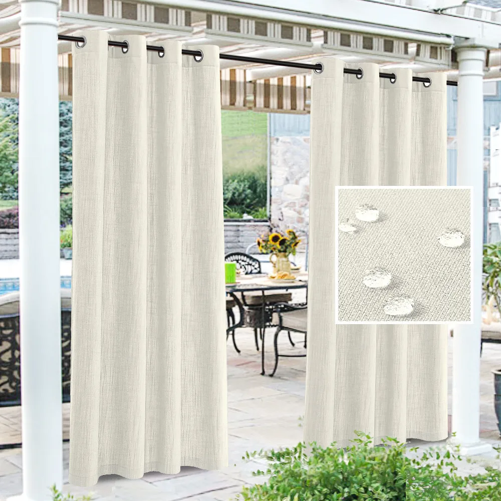 

Outdoor Curtains Patio Grommet Top Waterproof Window Curtain for Porch Pergola Cabana Gazebo and Sun Room Blackout Curtain