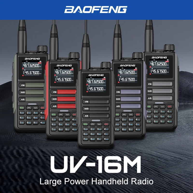 Baofeng UV-16M Walkie Talkie Wireless Copy 10W Long Range Multi-Band Waterproof Type-C Ham Radio UV-5RH UV16 Update for Outdoor