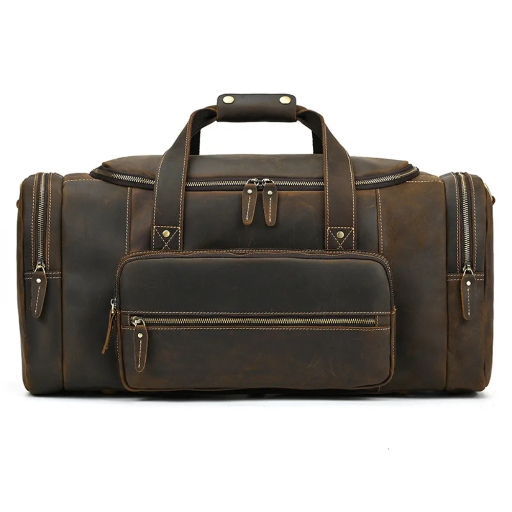 

Retro Travel Bag Large Capacity Versatile Men's Leather Travel Bag Fashion Advanced Explosion First Layer Cowhide Luggage Simple