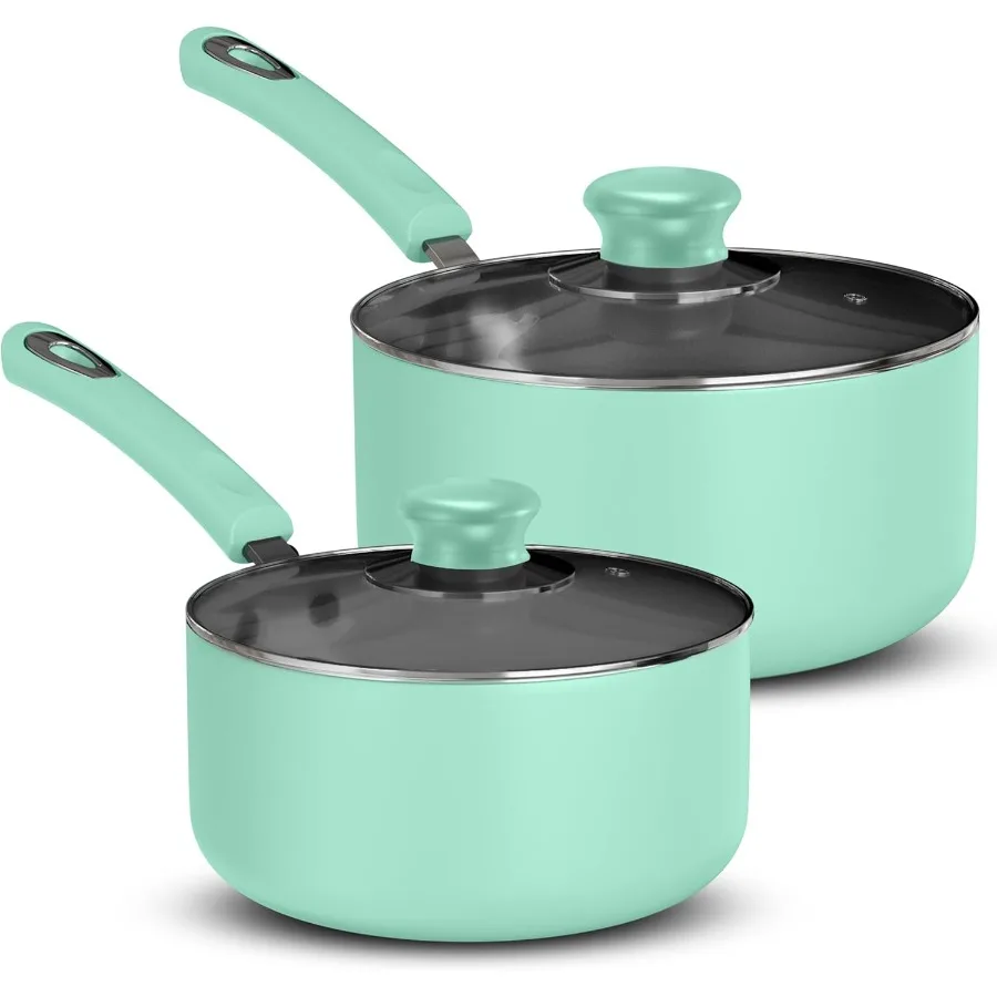 

Nonstick Stock Pot Saucepan Set with Lids 1 Quart and 2 Quarts Multipurpose Cooking Pots Ideal for Home Kitchen Restaurant Use