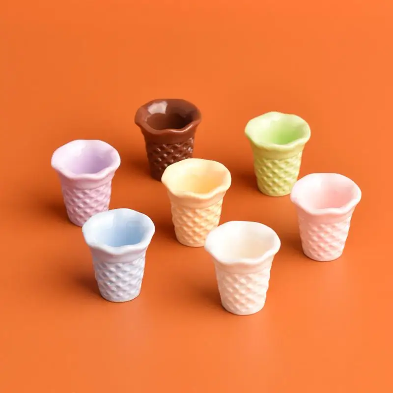 10pcs Kawaii Simulation Mini Waffle Crispy Cone Ice Cream Base DIY For Keychain Earrings Scrapbook Dollhouse Accessories