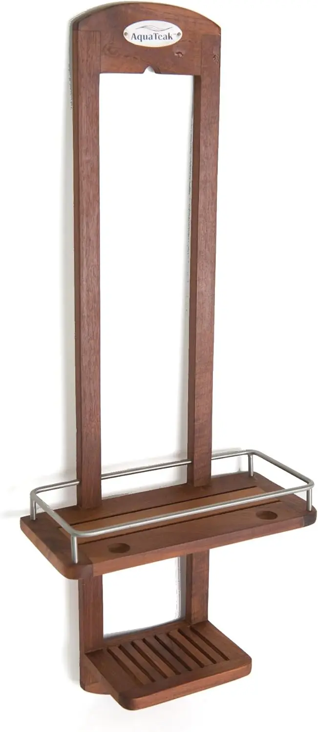 

Original Moa Small Teak Wooden Bathroom Shower Caddy Shelf Organizer Rack Storage