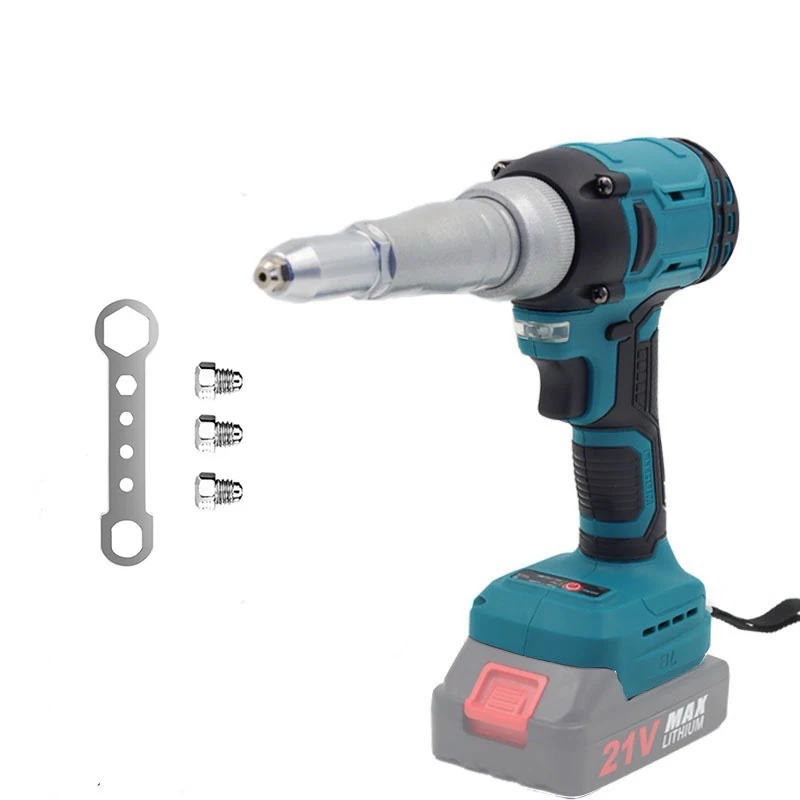 Pistola per rivettatrice elettrica a batteria senza spazzole 20000N Cacciavite per pistola per dadi per rivettatura 2.4-4.8mm con luce a LED per spina batteria Makita 18V