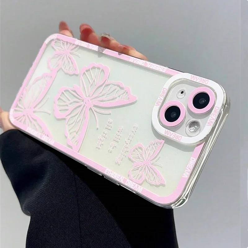 Pink Butterfly Phone Case For OPPO Reno 12F 12 7 11 11F 10 2F 4 8 8T 8Z 7Z 7 6Z 6 5 Pro Plus 4G 5G Clear Soft TPU Cover