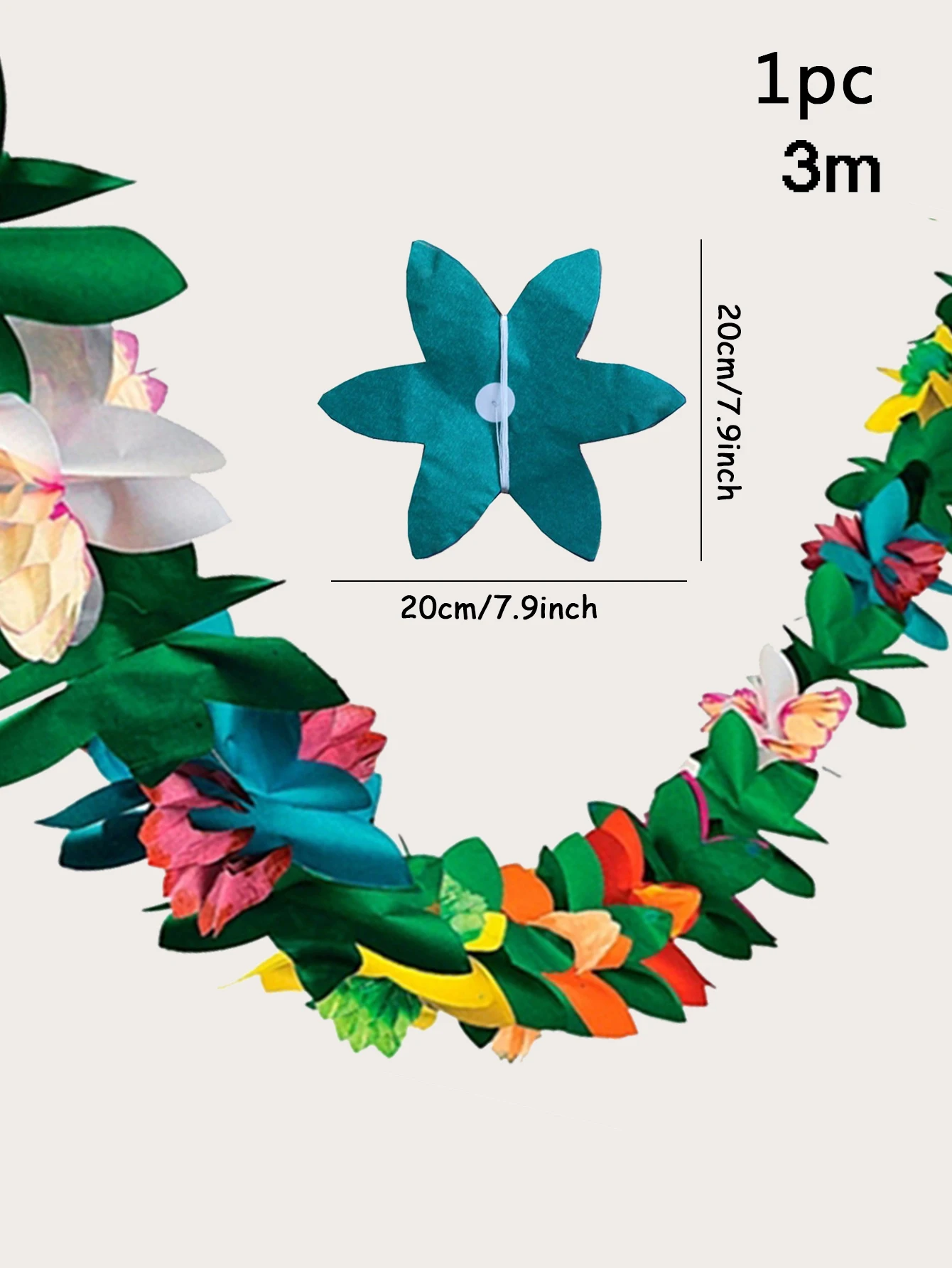3m Hawaiian Party Paper Flower Banner Garland 3D Festival Party Banner Summer Tropical Party Hawaii Luau Wedding Decoration