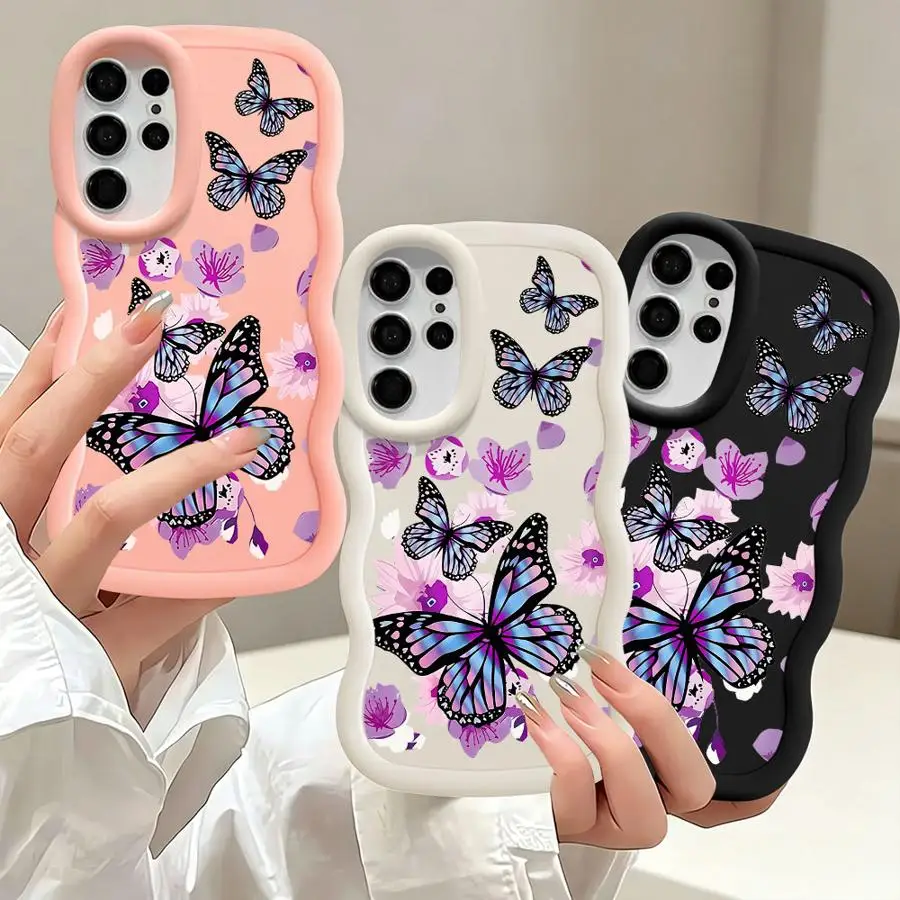 Retro Winged Butterfly Soft Phone Cover Case for Samsung Galaxy S26 S25 S25+ S21 S24 S22 Ultra S20 FE S24+ S23 Plus