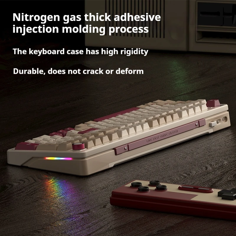 B98 레트로 기계식 키보드 무선 3모드 연결 맞춤형 RGB 인체공학적 PBT 소재 풀 키 핫 스와퍼블 CSGO