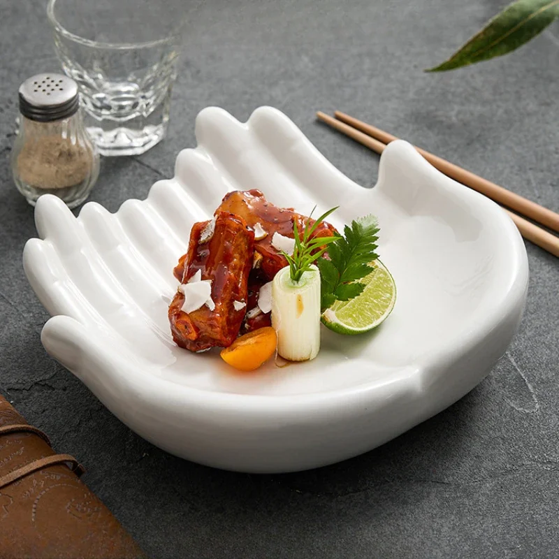 

Hotel Special-shaped Double-layer Bergamot Insulation Plate Creative Restaurant High-grade Ceramic Plate Yijing Tableware