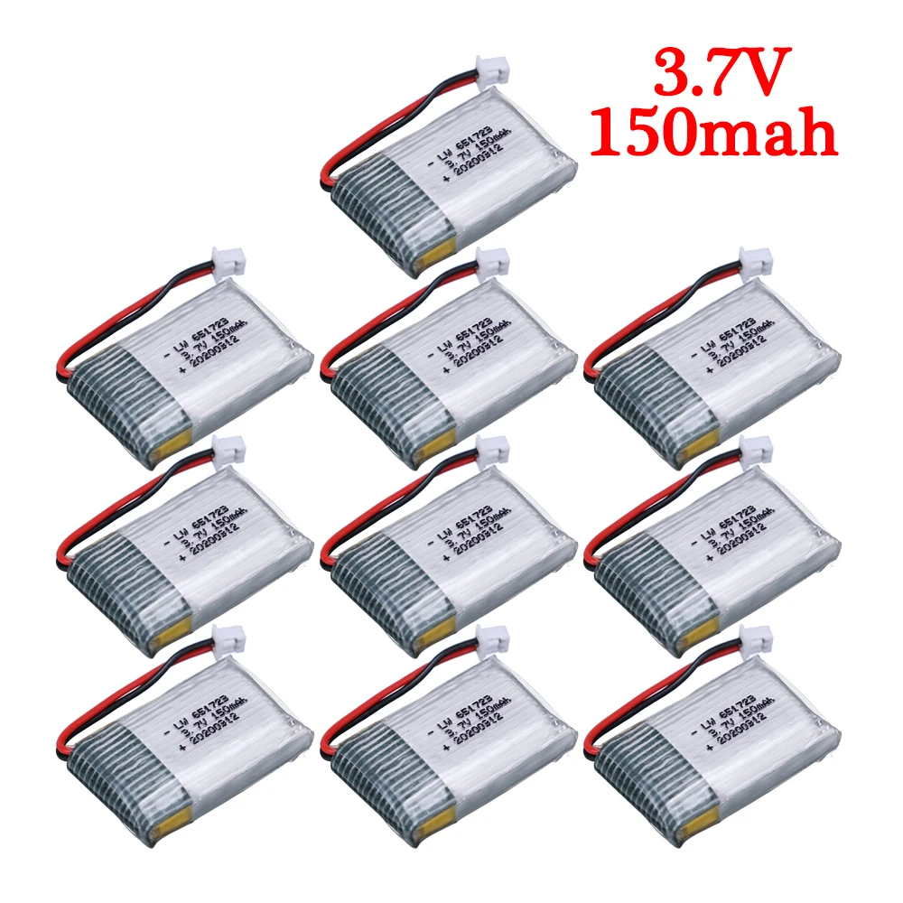 5/10 pcs 3.7V 150mah LiPo battery for H20 S8 M67 U839 RC Quadcopter helicopter spare parts 3.7V for H20 toys Drones batteries