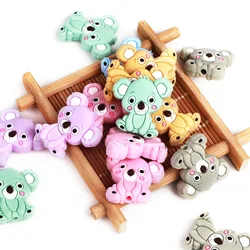 10 pz/lotto Silicone Koala Beads Baby dentizione masticare collana ciuccio clip catena fai da te doccia giocattolo accessorio perline in Silicone