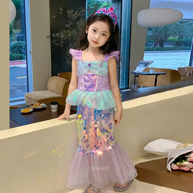 

Girl Kids Dress For Girls Cosplay Little Mermaid Ariel Princess Costume Children Carnival Birthday Party Clothes Mermaid Dress
