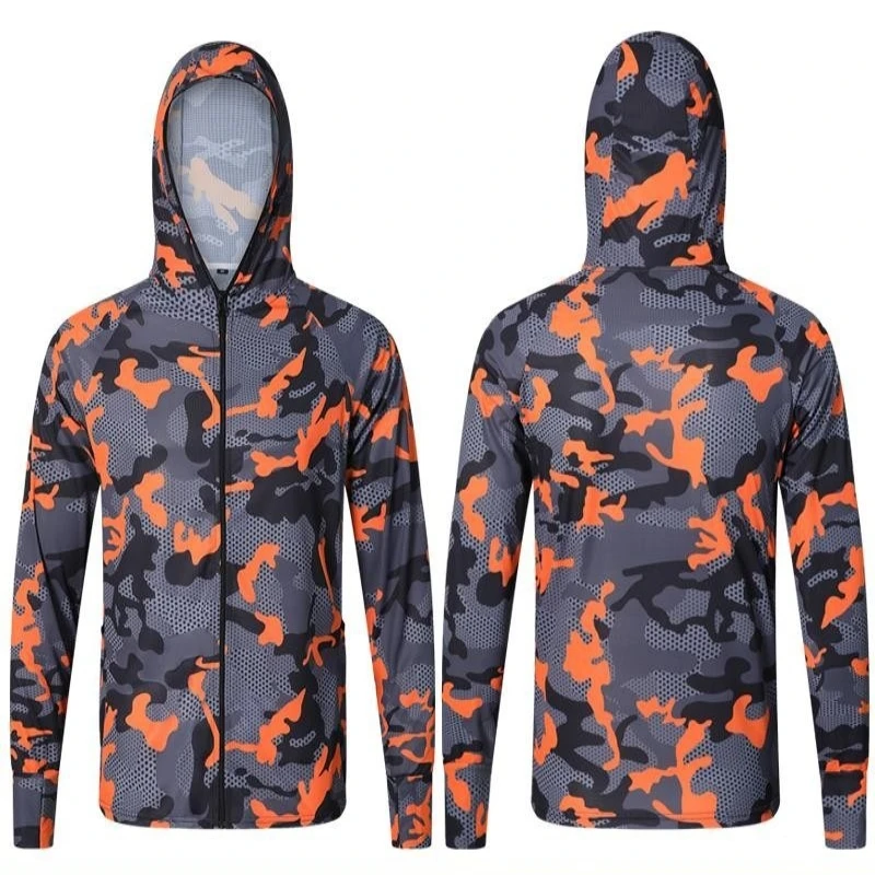 Summer Men's Camouflage Sunscreen Clothes Fishing Clothes Lightweight and Breathable Quick Drying Clothes Outdoor Road Clothing
