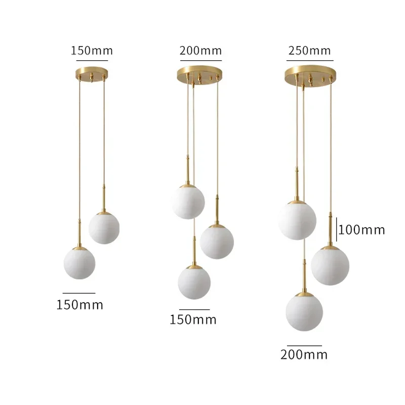 Lampe LED Suspendue en Forme de Boule de Verre au Design Nordique, Luminaire Décoratif d'Nik, Idéal pour une Salle à Manger, un Restaurant ou un Bar