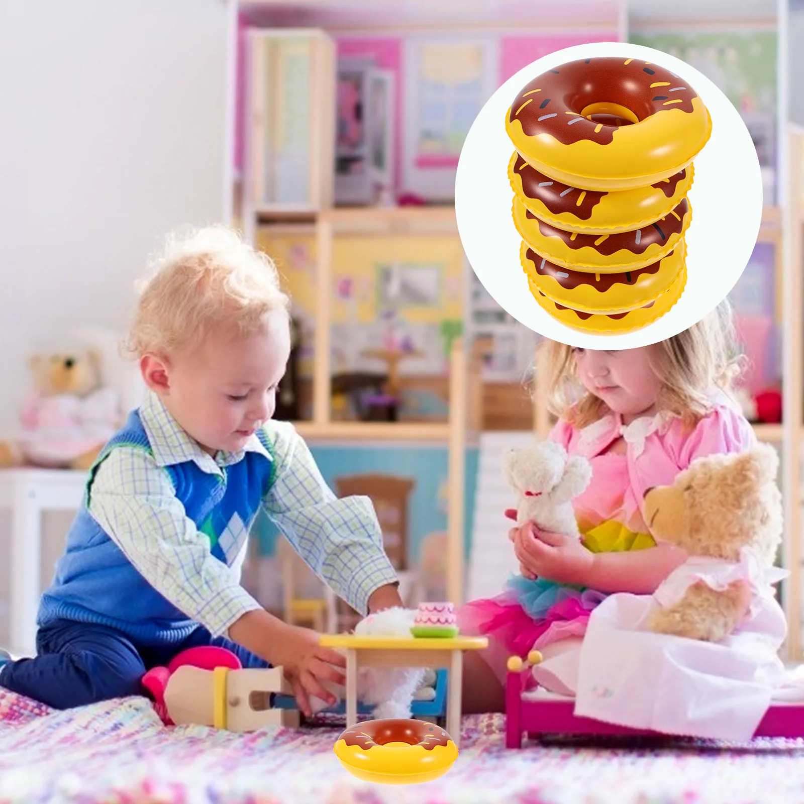 10 Pcs Mini Swim Ring Dolls Miniature Rings Donut House Decors Plastic Swimming Simulated