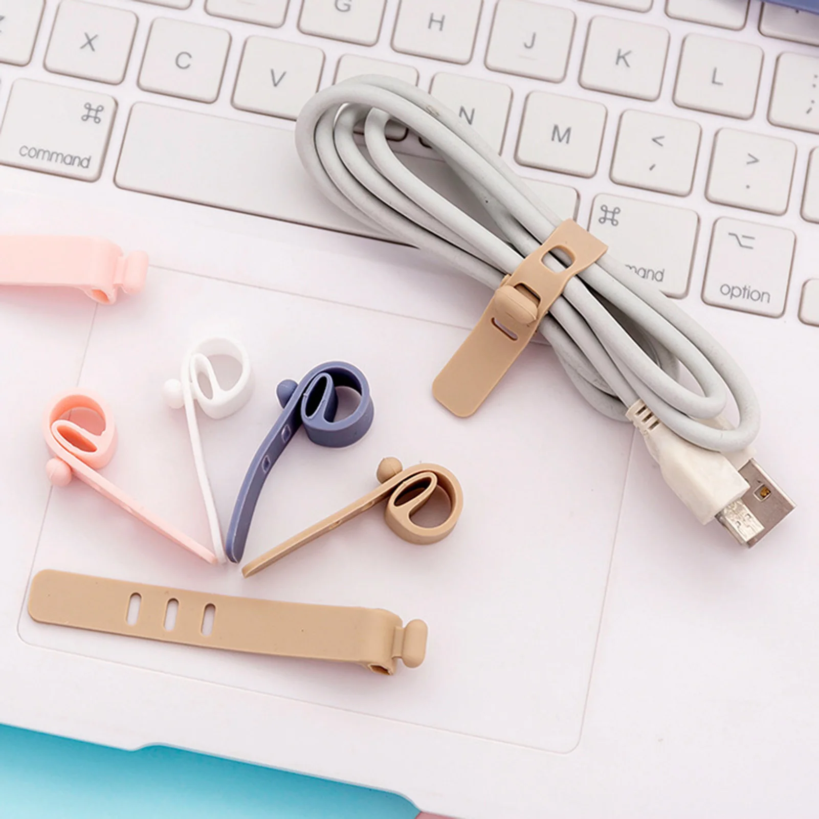 Fascette per cavi di fissaggio Fascette per cavi regolabili riutilizzabili Fascette in silicone per uso interno ed esterno Xuan-US