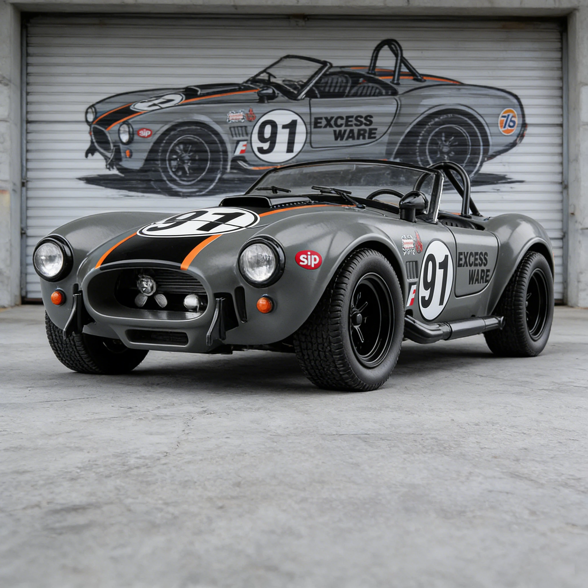 

1:22 Shelby Cobra Convertible Alloy Car Model with Pull Back, Sound and Light Functions - Retro Car Toy Gift