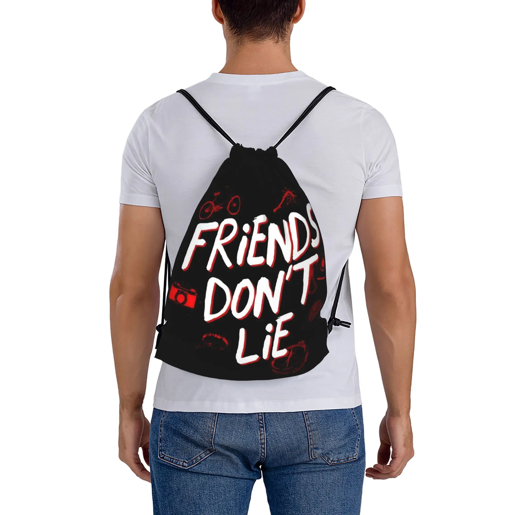 Friends don't lie 8 ST Drawstring Bags Sports Unisex Storage Organize Bundle Pocket Rope Bag