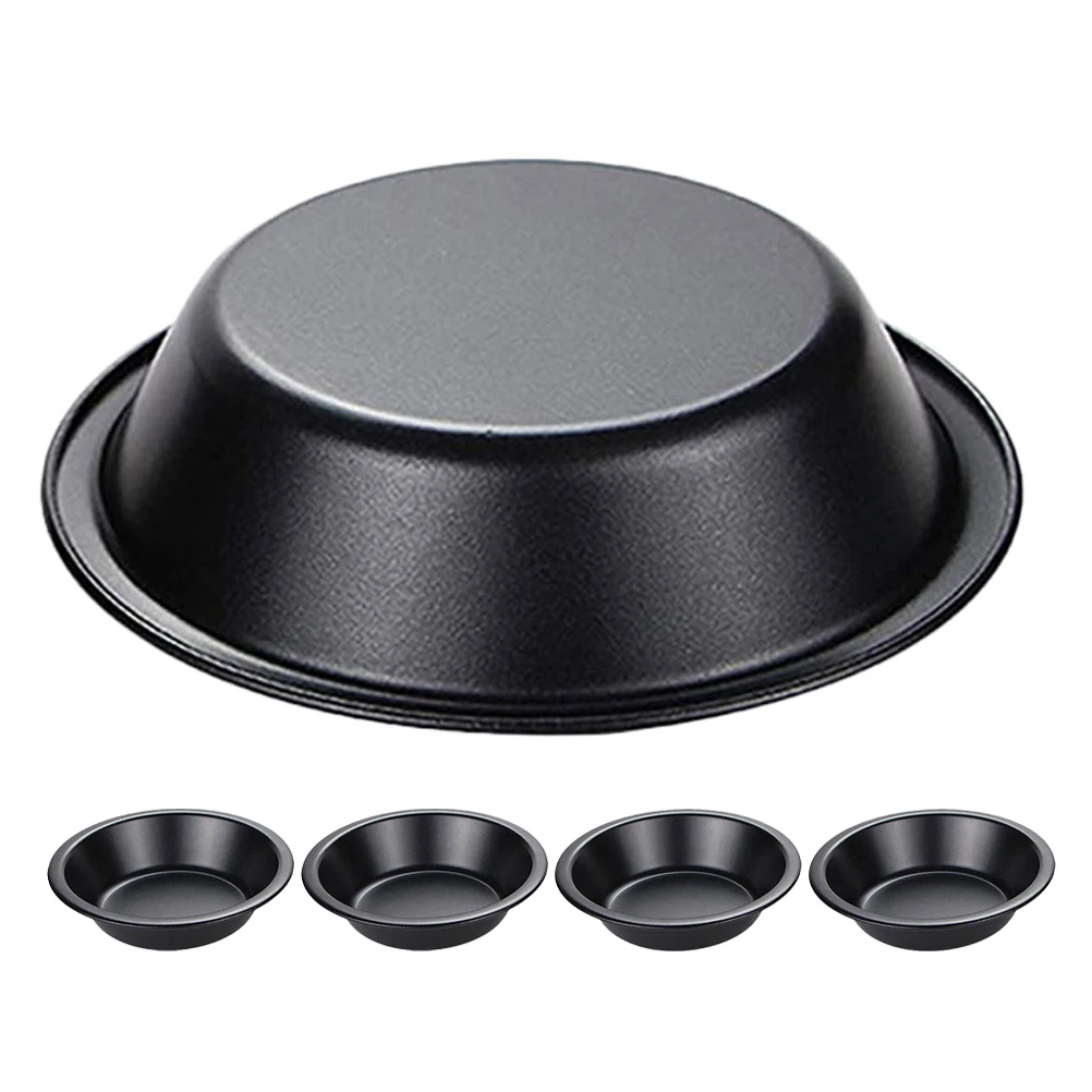 

5Pcs Carbon Steel Non-Stick Mini Cake Pans Round Small Baking Pans Tart Pie Set for Cakes Desserts 5 Inch Toaster Oven Pan Set