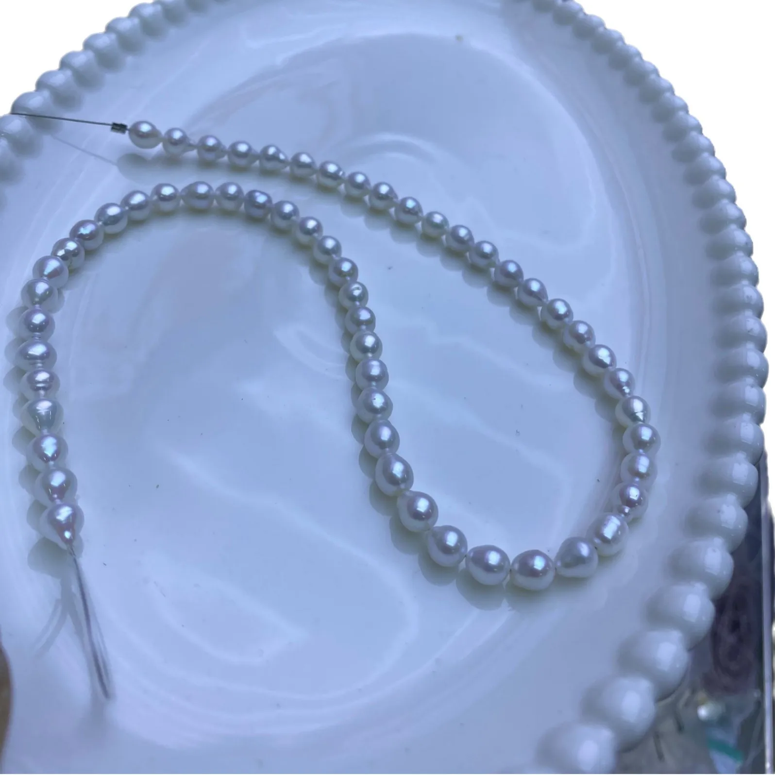 Baroque Teardrop Pearl 5-6-7mm Irregular Natural Freshwater Pearl Threaded Pearl Necklace Semi-Finished Christmas Jewelry