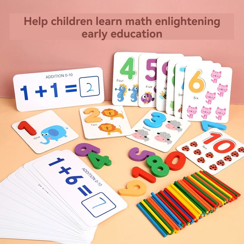 Brinquedo clássico de aprendizagem de matemática para crianças – conjunto educacional de correspondência de números e adição/subtração, prática aritmética prática