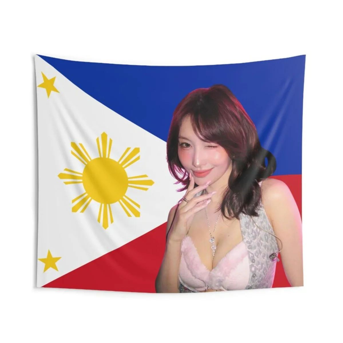 Wandteppiche für den Innenbereich, Kpop Twice Momo Philippinen-Flagge, Heimdekoration, Wandkunst, Raumteppich, Wandbehang, Wohnheimdekoration,