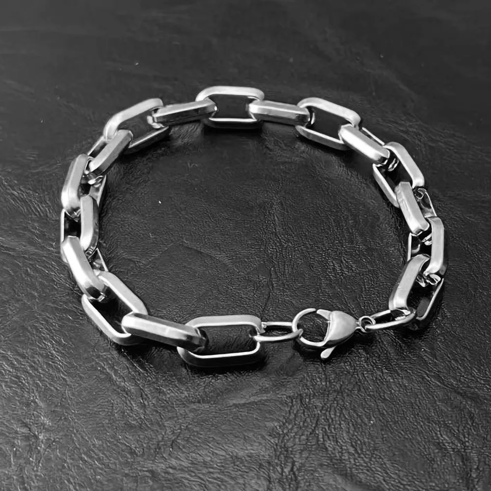 Fashion Mens Simple Stainless Steel Chain Bracelets for Men Unisex Wrist Jewelry Gifts Punk Metal Hip Hop Couple Jewelry