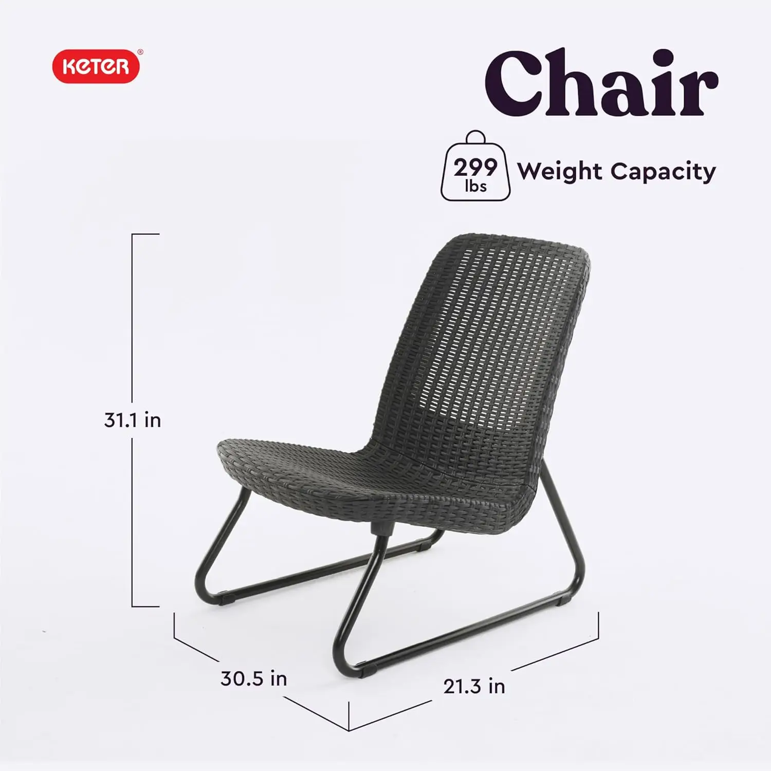Dark grey resin wicker 3-piece patio furniture set including two rattan chairs and matching side table, decorative weatherproof outdoor seating for front porch and backyard layout