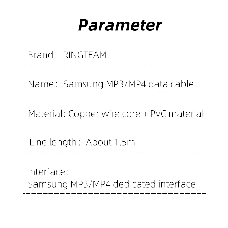 Kabel USB do synchronizacji danych do Samsung MP3 MP4 YP-P2 P3 S3 S5 Q1 Q2 R1 T9 T10 T08 K3 K5 E10 U10 B10 B20 D20