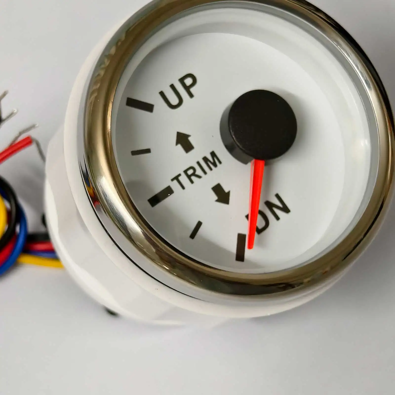 

QJ 52mm 2" Waterproof Universal Trim Meter Gauge UP-DN 0-190ohm Signal 12V/24V for Car Marine Boat Yacht with Red Backlight