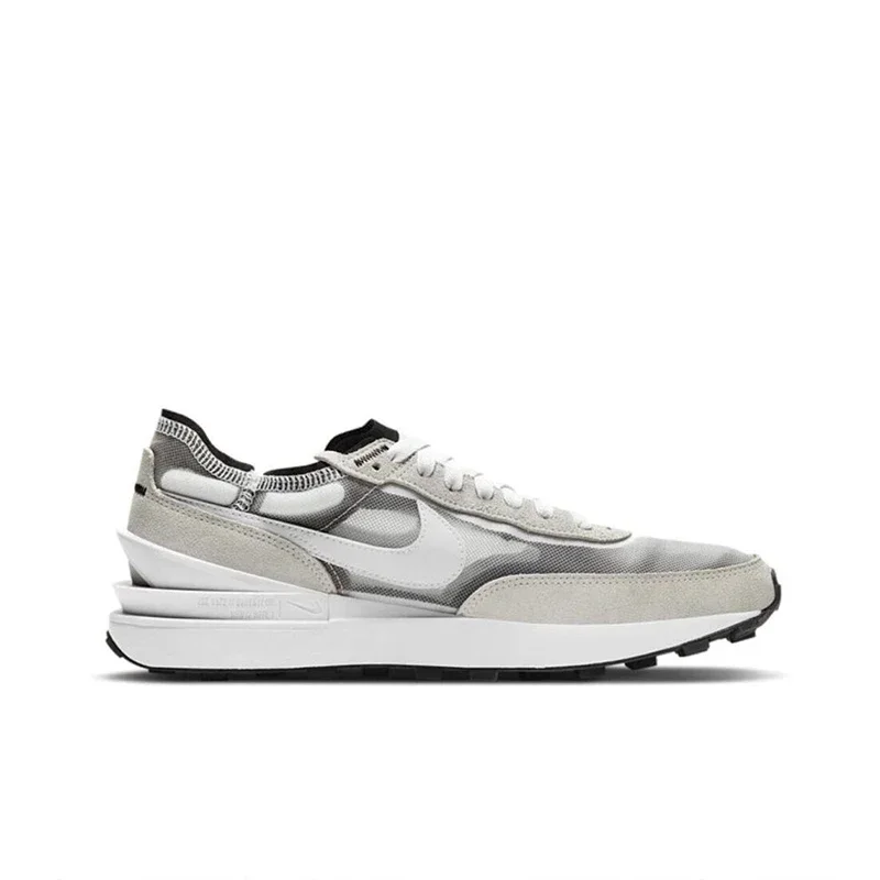 Nova chegada original nike waffle um tênis de corrida masculino resistente ao desgaste absorção de choque respirável cinza branco da7995